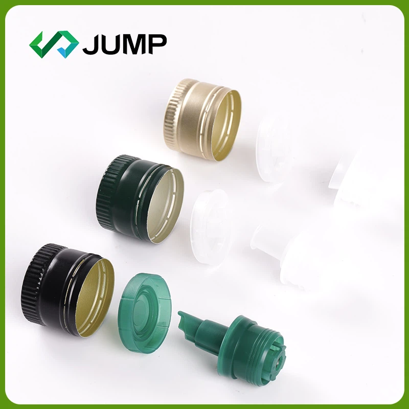 Cap Alwminiwm Ropp Gwyrdd Du o Ansawdd Da Gyda Thodyn Plastig